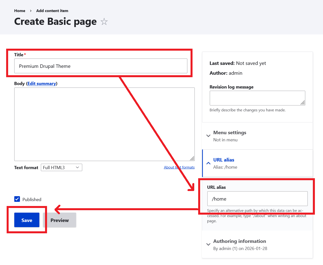 create page in Drupal
