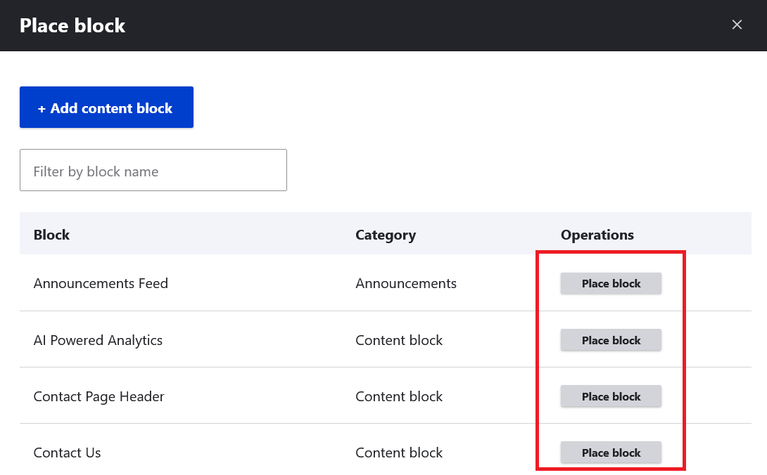 place block in sidebar
