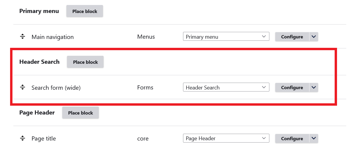 Drupal header search form