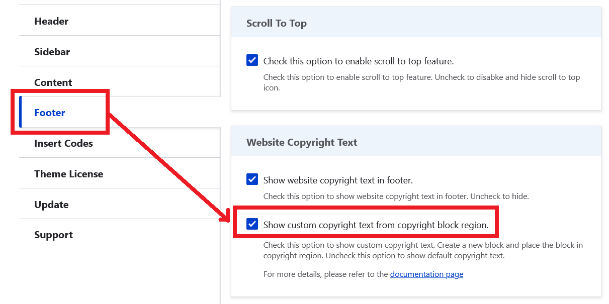 custom copyright text