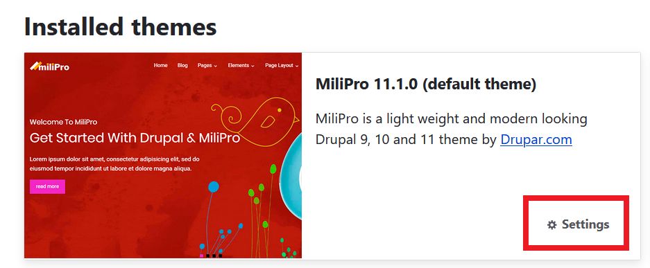 MiliPro Theme Settings