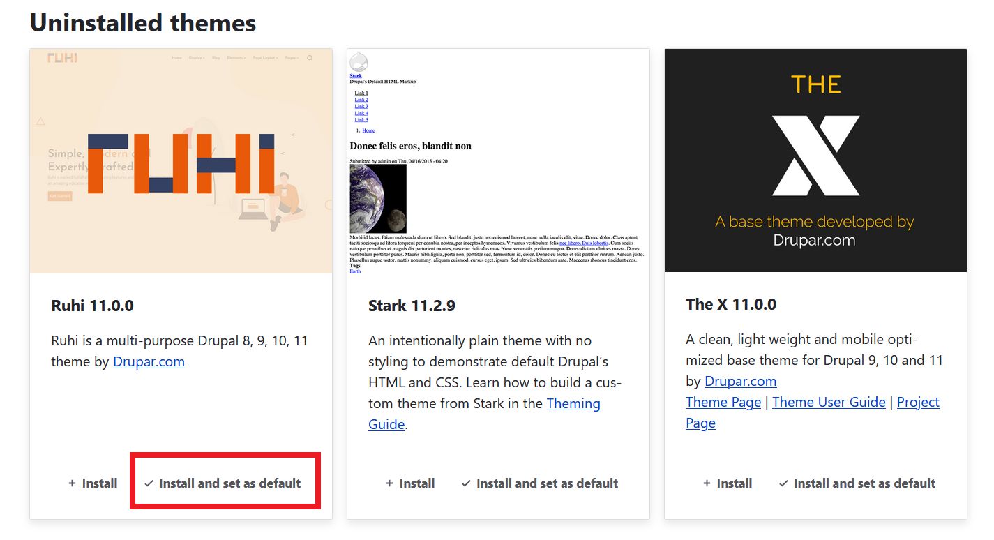install Ruhi Drupal theme.