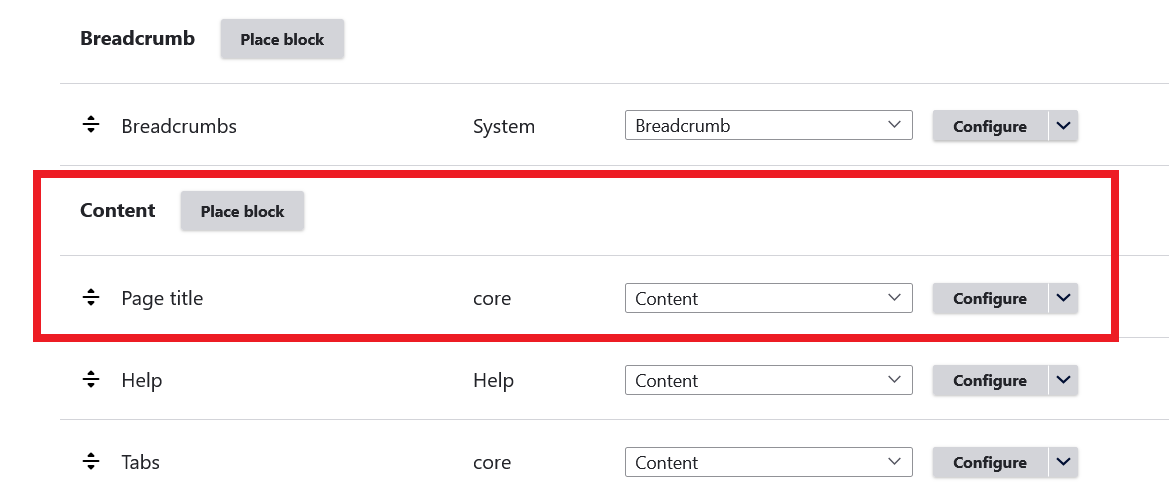 block region for page title
