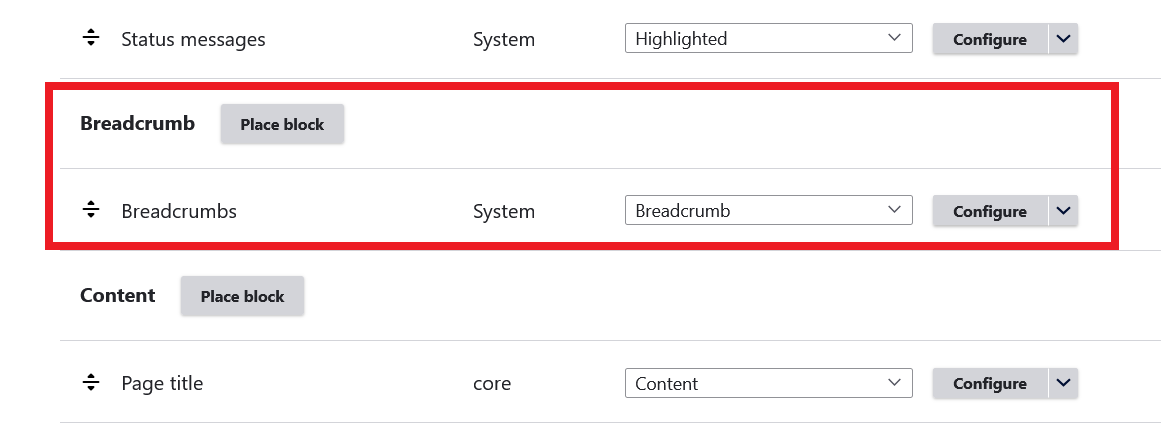 block region for breadcrumb
