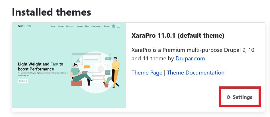 XaraPro Theme Settings